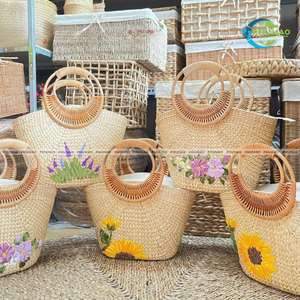 Bolso Tote Pintado a Mano de Pasto Marino Natural Premium para Mujer, Modelo PHU HAO 503003, Uso Diario, Artesanía Vietnamita, Estilo Picnic - Product Image 5