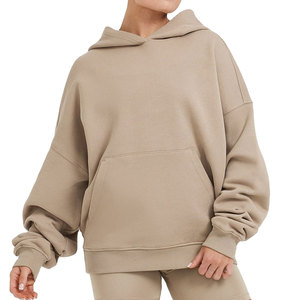 Sweat à capuche surdimensionné en molleton de coton avec cordon de serrage pour femme, style streetwear - Product Image 6
