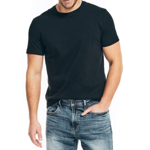T-shirt décontracté pour homme avec logo personnalisé, jersey épais, col rond, couleur unie, séchage rapide, 100 % coton, manches courtes, pour commandes en gros - Product Image 5
