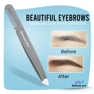 Pinzas para Cejas con Punta Inclinada y Peine de Doble Cara, Logotipo Personalizado, Proveedor OEM ODM, Pinzas con Peine de Bahasa Pro - Product Image 4