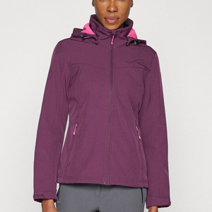 Chaqueta Softshell Brenham para mujer, superventas, violeta, precio de fábrica, mangas completas y cortavientos, chaquetas para correr al aire libre para mujer - Product Image 1