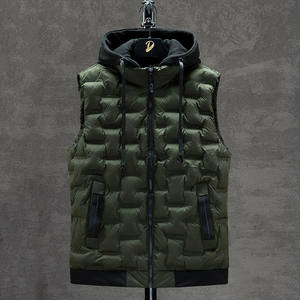 Hommes hiver vers le bas gilets marque Top vente nouveau mâle décontracté gilet extérieur sans manches vestes Outwear à capuche gilet - Product Image 5