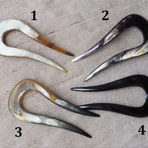 ปิ่นปักผมรูปเขาควายขัดเงาสำหรับผู้หญิงทำจากเขาวัวอุปกรณ์เสริมจากธรรมชาติ - Product Image 1