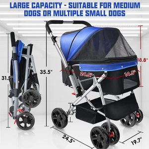 Cochecito portátil para mascotas con diseño de lujo, estructura de acero de 4 ruedas para todas las estaciones, hecho en Vietnam, para uso en automóviles y animales - Product Image 5