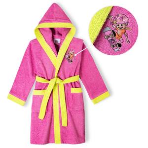 Albornoz Infantil Color Fucsia, Talla 10-12, Hecho de Tela de Rizo para el Baño - Product Image 1