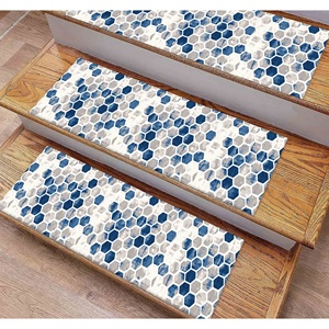 Alfombra Geométrica con Diseño de Escalones, Alfombra con Patrón Étnico, Alfombra de Color Abstracto, Alfombra Estampada - Product Image 1