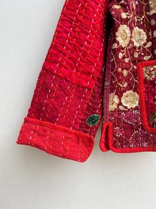 คอลเลคชั่นใหม่แจ็คเก็ตผ้าฝ้ายบุนวมวินเทจสำหรับผู้หญิงเสื้อโค้ทกันหนาวแบบกลับด้านได้มีกระดุมสไตล์อินเดียขนาดใหญ่พิเศษ - Product Image 2