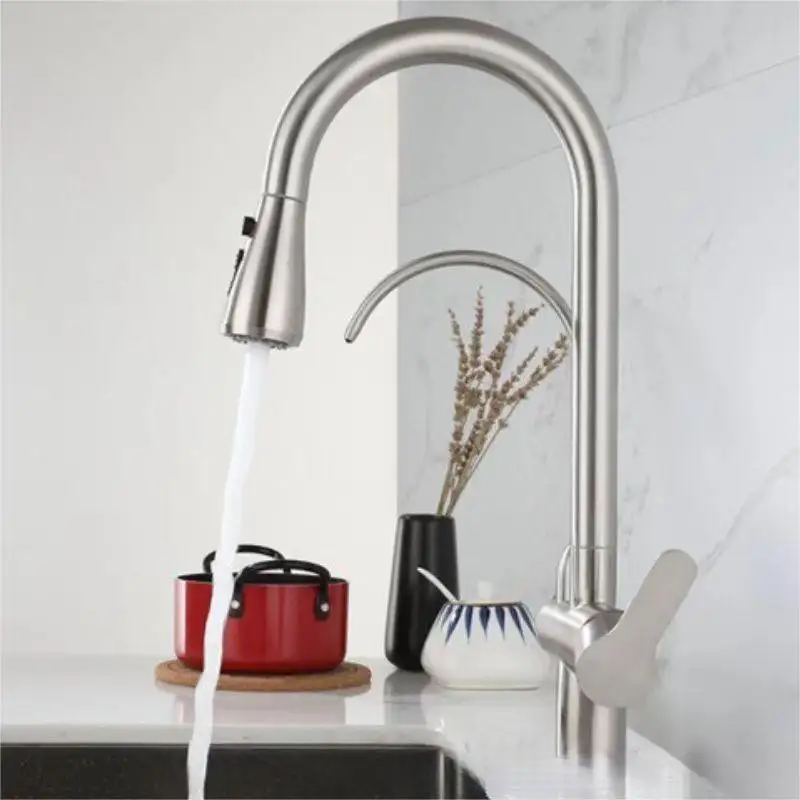 Flexible Kitchen 360 Rotation Water Filter Purifier Two Water Outlets Output Taps Telescopic Sprayer Pull Out For Kitchen