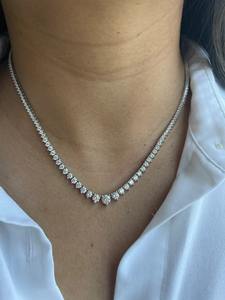 925 Silver Polished Trendy Moissanite <b>Graduated</b> Diamond Link Chain Tennis Necklace Riviera IGI Certified Women's Premium <b>Jewelry</b> - Product Image 1