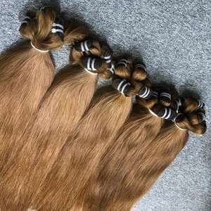 Natural Straight Raw <b>Lighter</b> Brown Wholesale Factory Priced Machine Double Drawn Virgin Hair Extensions Bundles - Product Image 3