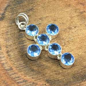 Tanzanite <b>Cross</b> Pendant Sterling <b>Silver</b> Classic Gold Plated <b>Necklace</b> December Birthstone Religious Jewelry Gift - Product Image 1