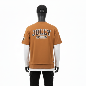 Camiseta 100% algodón para hombre, corte holgado, estampada, de doble capa, manga larga, estilo nuevo, camiseta de doble manga personalizada. - Product Image 2