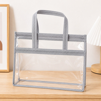 Sac cosmétique transparent personnalisé en PVC avec fermeture éclair, grande capacité, pochette d'emballage cosmétique, sac de maquillage en PVC, fournisseur en gros
