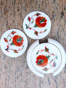 Posavasos de mármol hecho a medida con incrustaciones, ideal para tiendas decorativas para el hogar para reventa - Product Image 6