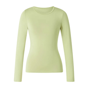 Camiseta de manga larga para mujer, algodón transpirable, cuello redondo, Color sólido, camisas superventas para mujer - Product Image 5