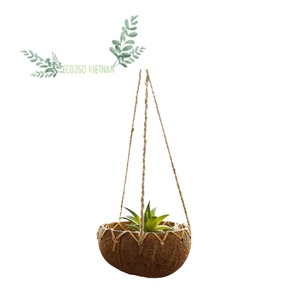 Vente chaude 2024! Pot de jardinière suspendu en coquille de noix de coco fait de 100% véritable bambou naturel et de haute qualité d'Eco2go Vietnam - Product Image 3