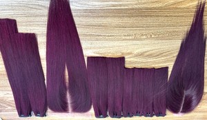 AZURA HAIR - Extensiones de Cabello Humano Natural Liso Teñido Borgoña de Vietnam, Remy Virgen, con Cierre Frontal/Máquina - Product Image 3