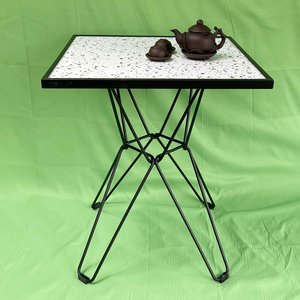 Table basse carrée de style ferme moderne pour salon, plateau en céramique durable, pieds en fer, design convertible - LAP CFD68101 - Product Image 4