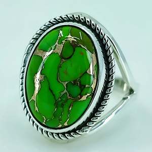 Anillo Boho con Piedra de Nacimiento de Enero, Turquesa Verde Cobre, Plata de Ley 925, Hecho a Mano, Talla Única, Regalo Perfecto para su Cumpleaños - Product Image 5