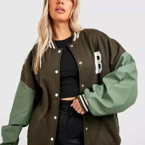 Veste universitaire personnalisée pour femmes hiver 2025, cuir brut imprimé, coupe courte, respirante, en molleton de coton écologique - Product Image 3