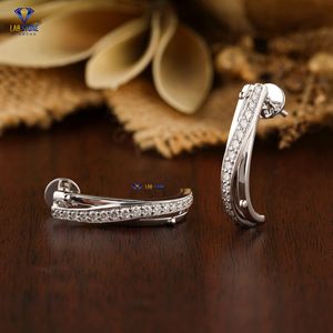 0.434 TDW rond brillant coupe or blanc plaqué boucle d'oreille Labgrown HPHT/CVD diamant bijoux classique Style religieux anniversaire - Product Image 3