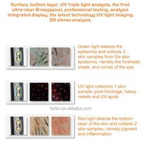 Analyseur de peau 3D portable avec imagerie haute définition et détection de lumière triple, analyse intelligente par IA, pigment de la peau, pores