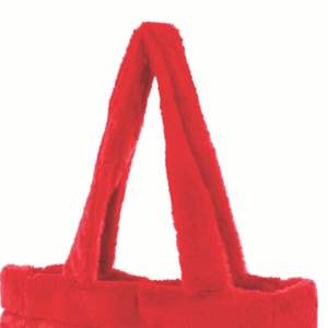 Borsa Tote di pelliccia Delta confraternita greca DST nera con lettere ricamate bianche rosse 1913 peluche borsa regalo di confraternita di vita greca - Product Image 5