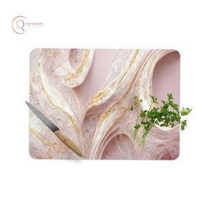 Bloc à découper en marbre classique luxueux bloc de coupe attrayant en or et rose pour ustensiles de cuisine et vaisselle fabriqués à la main - Product Image 5