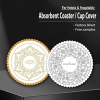 Sous-verres jetables en papier absorbant, ronds, festonnés, à motifs floraux, pour hôtel, bar, maison