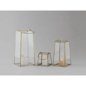 Handcrafted Hammered Metal <b>Decorative</b> <b>Lantern</b> With Brass Copper Finish And Glass Vintage Indoor Candle Holder Home Decor - Product Image 6