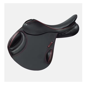 Selle de saut en cuir rembourrée rouge et noir de qualité supérieure meilleure vente selle de cheval de course à la main de haute qualité selle de cheval sautant durable - Product Image 1