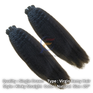 Extensions de cheveux indonésiennes à double trame, qualité supérieure, mèches de cheveux vierges bruts, 100% cheveux humains vierges Remy, cuticules alignées, Yaki Kinky - Product Image 4