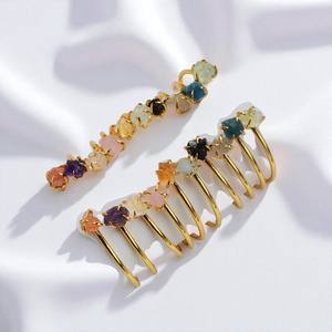 <b>Solid</b> Silver Rough Rose Quartz Gemstone cuff <b>Bangle</b> Handmade Prong Set Birthstone <b>Bangle</b> Jewelry - Product Image 2