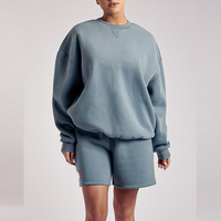 Ensemble 2 pièces long pour femme, automne, extérieur, molleton mi-lourd, sweat-shirts et shorts en French Terry, motif uni, écologique, séchage rapide