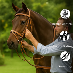 Brida de caballo de salto acolchada suave de la mejor calidad, brida ecuestre occidental de cuero genuino a precio - Product Image 3