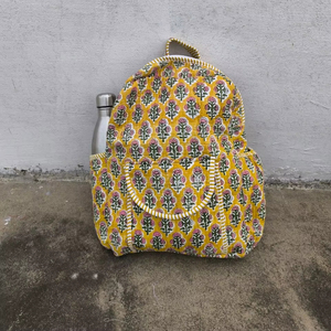 Sac à dos personnalisé en coton pour femmes sac d'école de voyage vintage sac à fermeture éclair carré indien mode luxe collège portable pour dames - Product Image 1