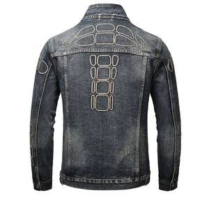 2025 hommes solide revers Denim vestes mode moto jean vestes Slim Fit coton manteaux décontractés pour l'automne et l'hiver - Product Image 2