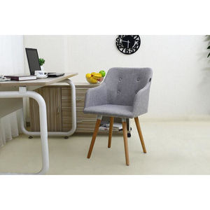 Chaise de café tissée GCFC017 Vi B en tissu uni avec pieds en bois de chêne - Product Image 1