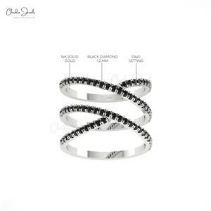 แหวนทองคำแท้ 14k ลายไขว้ประดับเพชรดำแท้ 0.53 กะรัต แบบฝังเพชรเต็มวง ดีไซน์อินฟินิตี้ ผลิตด้วยมือ สำหรับผู้ค้าส่งเครื่องประดับ - Product Image 5