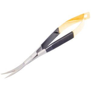 Ciseaux à ressort micro-courbés noirs et dorés en acier inoxydable, outil de précision pour la broderie, la couture et les soins des ongles - Product Image 1