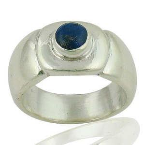 Art Palace Women's Classic 925 Silver <b>Lapis</b> <b>Lazuli</b> <b>Ring</b> Gold Plated Statement Jewelry Free Size Hand Shaped Brass Gemstone - Product Image 2