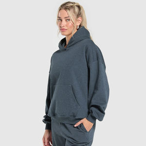 Sweat à capuche en polaire bleu chiné qualité supérieure Pullover Hoodie manches longues Streetwear pour l'hiver confortable et respirant coton - Product Image 3