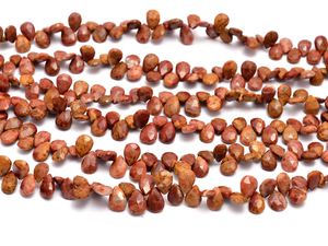 AAA + pierre précieuse jaspe flamme rouge naturelle 7x10mm poire à facettes Briolette Sumatra jaspe rouge perles de pierres précieuses semi-précieuses pour bijoux - Product Image 4