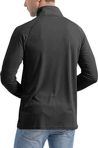 Haut de course pour homme avec logo personnalisé, coupe ajustée, fermeture éclair 1/4, extensible dans les 4 sens, doux, vêtements de sport de gym, performance, léger, pull à fermeture éclair 1/4 - Product Image 3