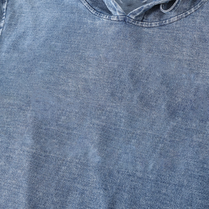 Sweat à capuche en denim chenille délavé foncé, style universitaire uni, 100% coton biologique molletonné, écologique, hiver, OEM/Logo personnalisé - Product Image 4