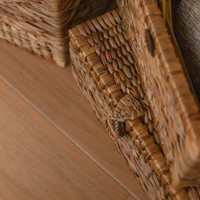 Panier de rangement en jacinthe d'eau tressé, écologique, fait main, design bohème, multifonctionnel, pour la lessive - Vente en gros à prix abordable