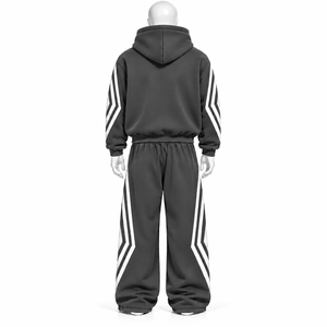 Ensemble de survêtement unisexe surdimensionné avec logo personnalisé imprimé, fermeture éclair intégrale, en coton 100% de qualité supérieure, style streetwear décontracté, en vente - Product Image 5