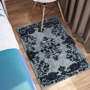Tapis médaillon noir : design ethnique marocain turc, tapis imprimé, tapis en chenille - Product Image 5