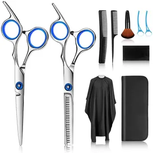 3pcs 6 Inch Haircut salon Barber Scissors Hair hairdressing cutting scissors set hair scissor for Thinning straight Trimmer