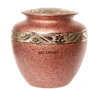 Design fantaisie en relief grandes urnes de crémation élégantes gris clair concevant des urnes classiques en aluminium les plus fantaisistes Urnes uniques pour adultes - Product Image 2